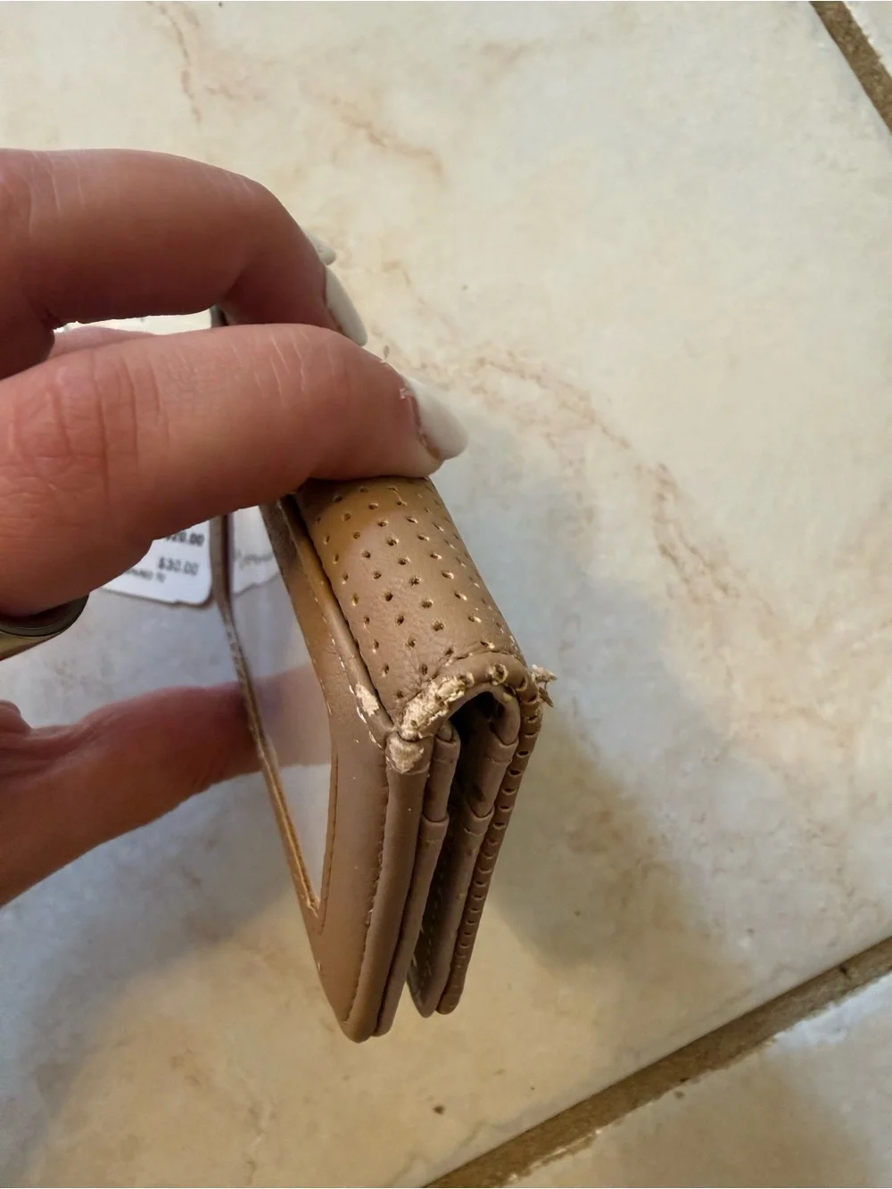 Neiman Marcus Perforated Taupe Card Case